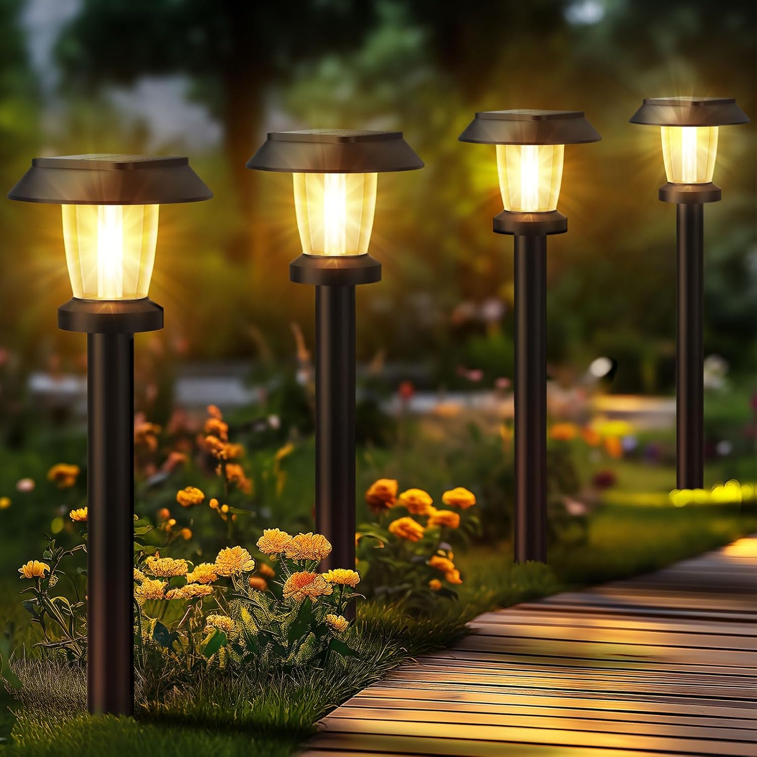 ALEPOD Solar Pathway Lights - 8 Pack Waterproof Garden Lights
