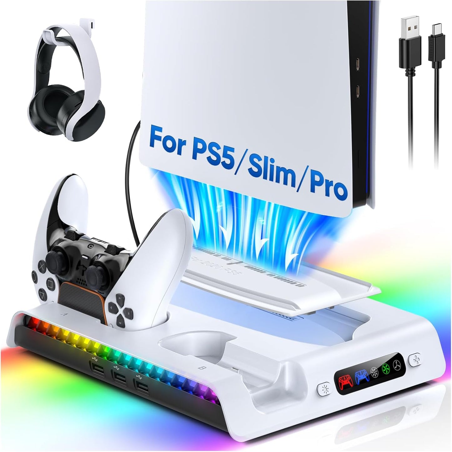 FASTSNAIL Charging Stand with Cooling Fan for PS5 Models