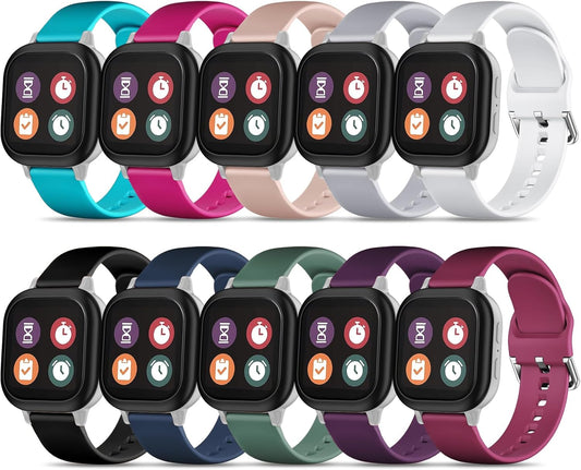 10 Pack 20mm Soft Silicone Bands by Folavii - Compatible with Multiple Kids' Watches