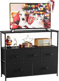 TV Stand for Bedroom 45 in - Compact Media Console with 5 Drawers
