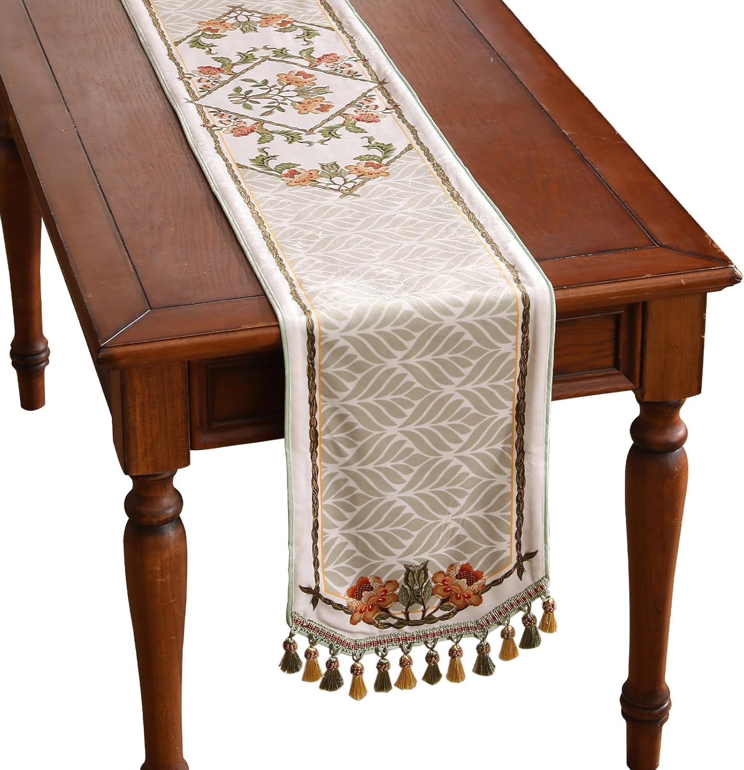 Elegant French Floral Velvet Table Runner for Stylish Dining