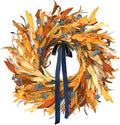Fall Wreath 24 in for Front Door - Blue Bow Autumn Harvest