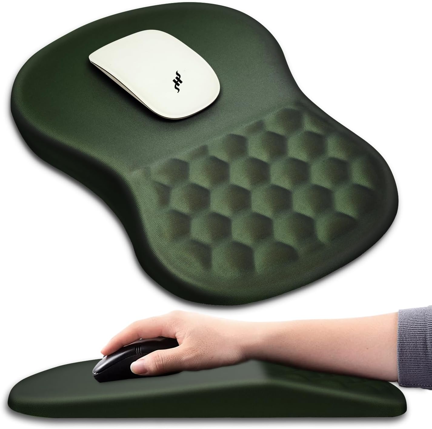 Olive Green Ergo Mouse Pad with Wrist Support