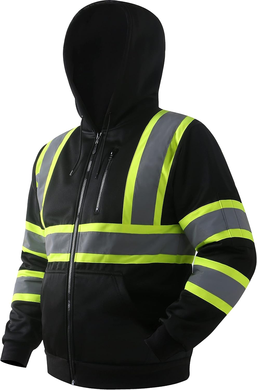JKSafety Hi-Vis Safety Sweatshirt for Men and Women - Zip-Up Hoodie