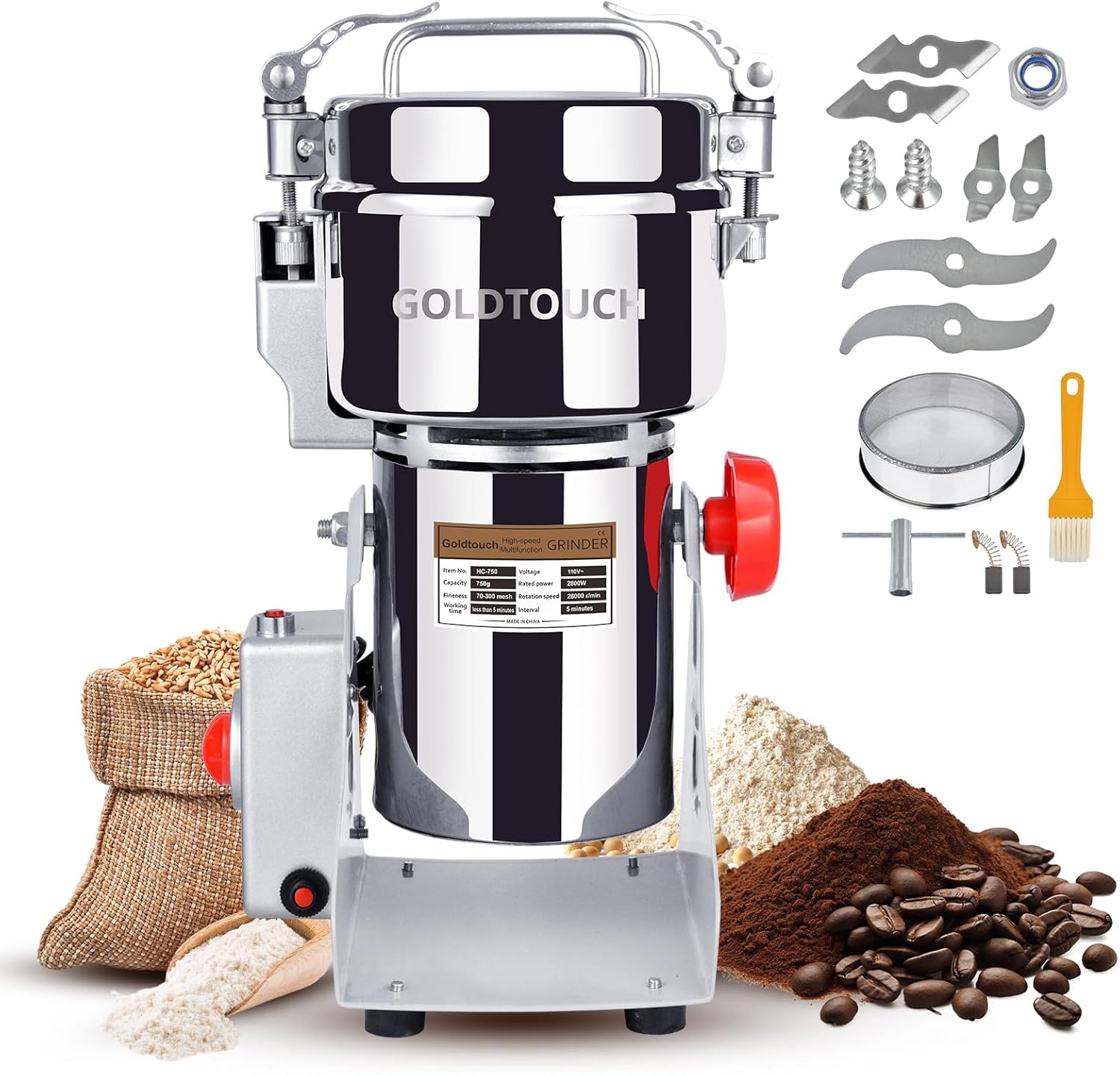 Goldtouch 750g High-Speed Electric Grain Mill for Home Use