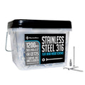#10 x 2-1/2ft Marine Grade Type 316 Stainless Steel Wood Screws - 1200