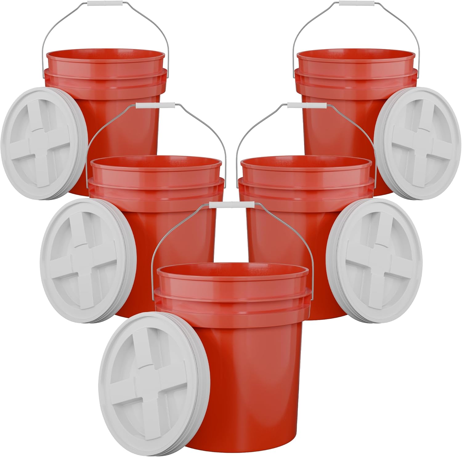 5-Gallon Red Bucket Pail with Airtight Lid for Storage Needs