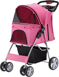 Pet Stroller for Small/Medium Dogs and Cats - Foldable 4-Wheel Cart