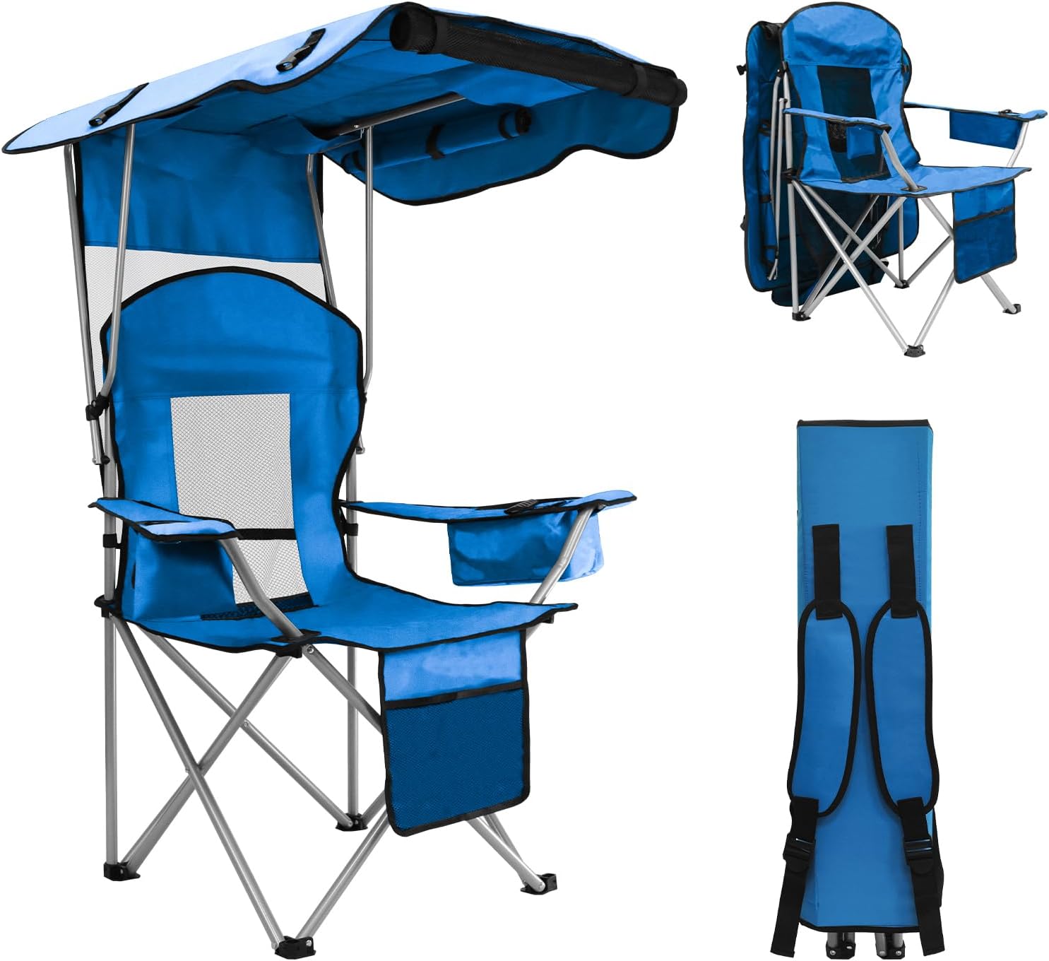 Portable Camping Chair with Canopy Shade for Outdoor Comfort