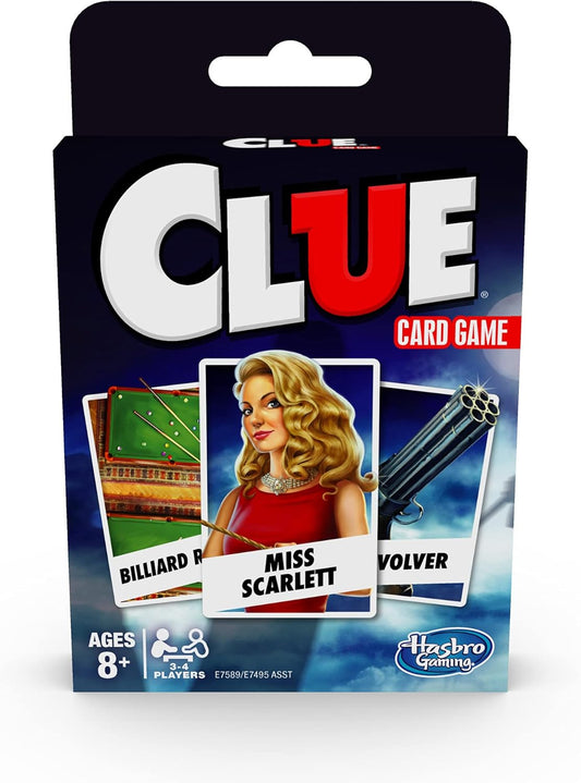 Travel-Size Clue Card Game for Kids 8+, 3-4 Players