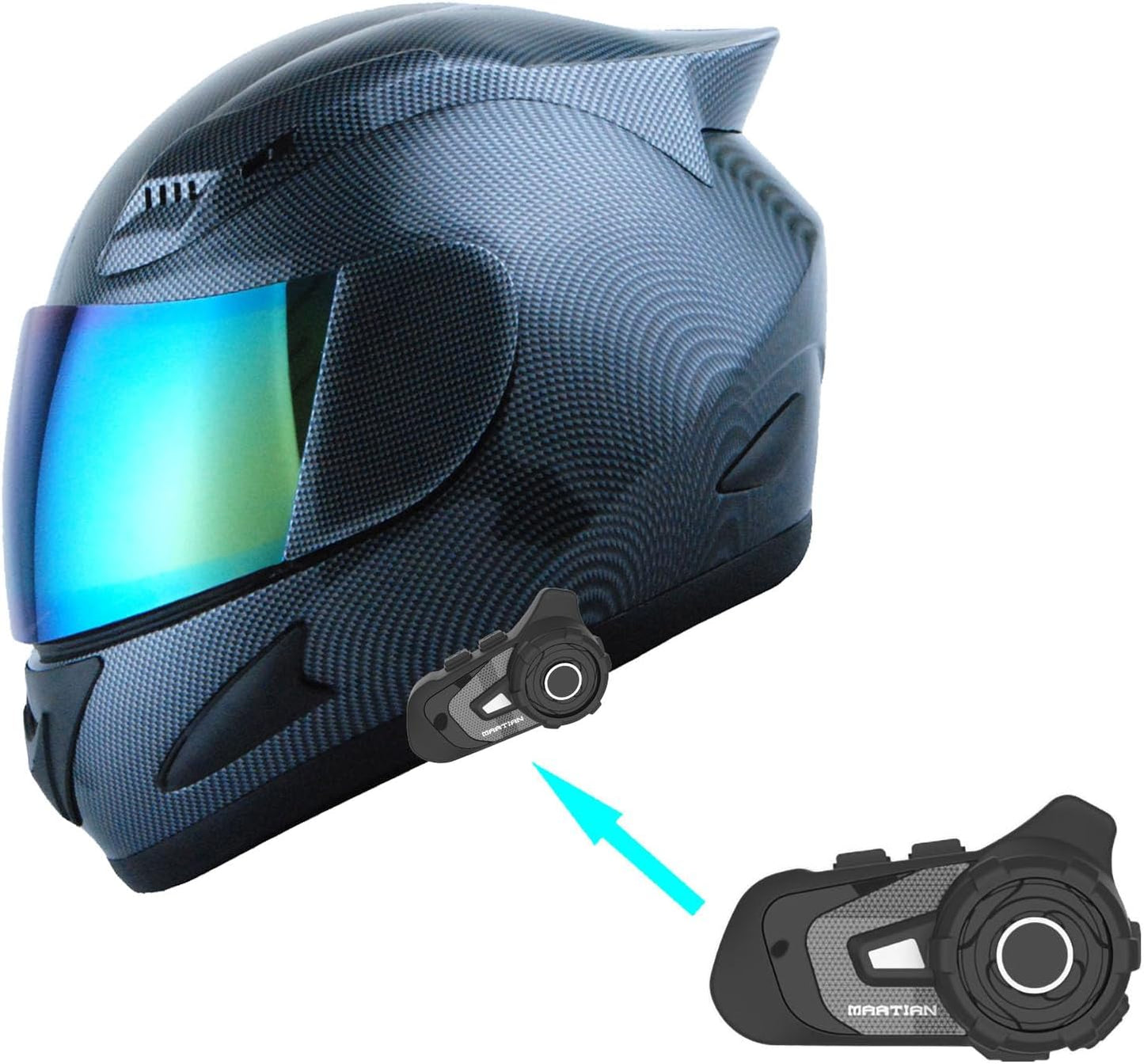 1STORM Motorcycle Full Face Helmet with Bluetooth Headset Bundle