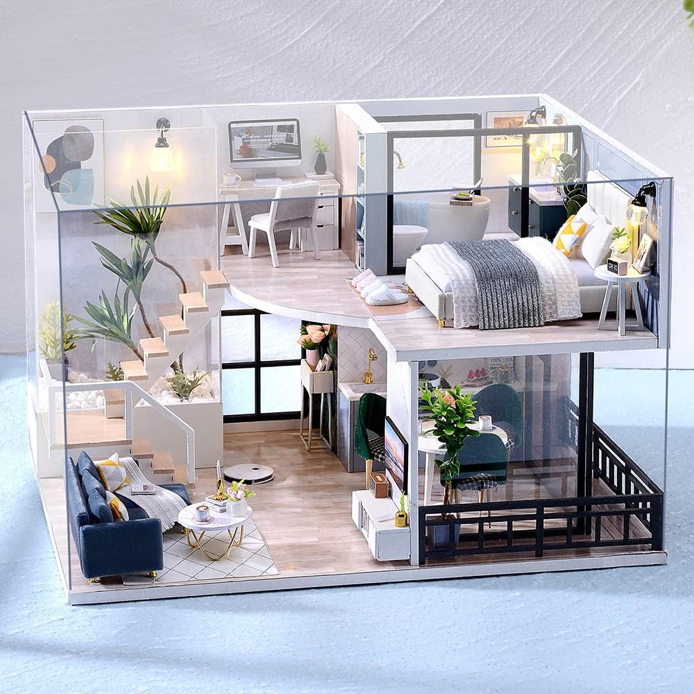 Lannso DIY Dollhouse Miniature Wooden Furniture Kit for Adults