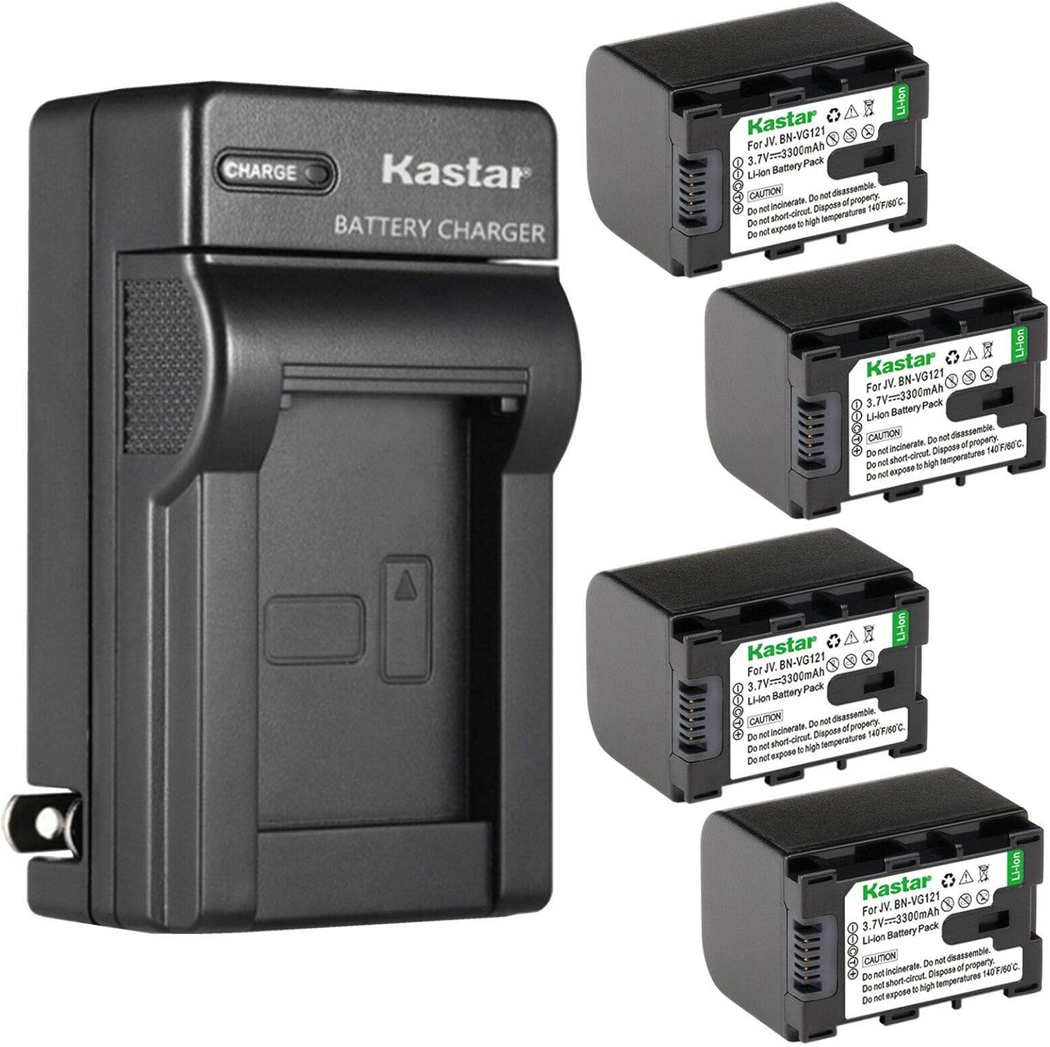Kastar 4-Pack Battery and AC Wall Charger for JVC Cameras