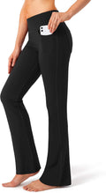 Women's Flare Yoga Pants with DIY Length and Pockets - High Waist
