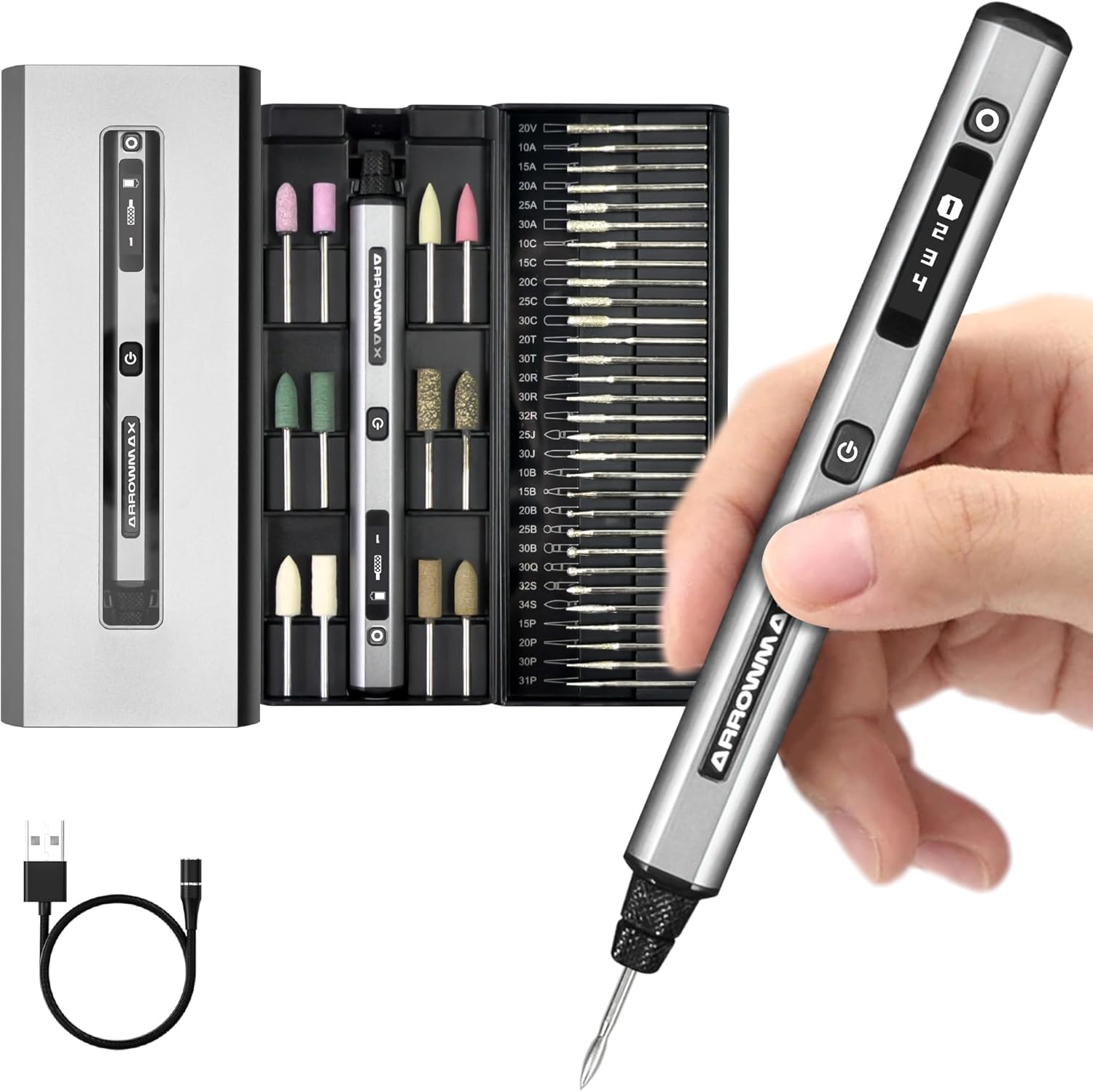 Mini Engraving Pen with 42 Bits for Wood, Metal, Glass & More