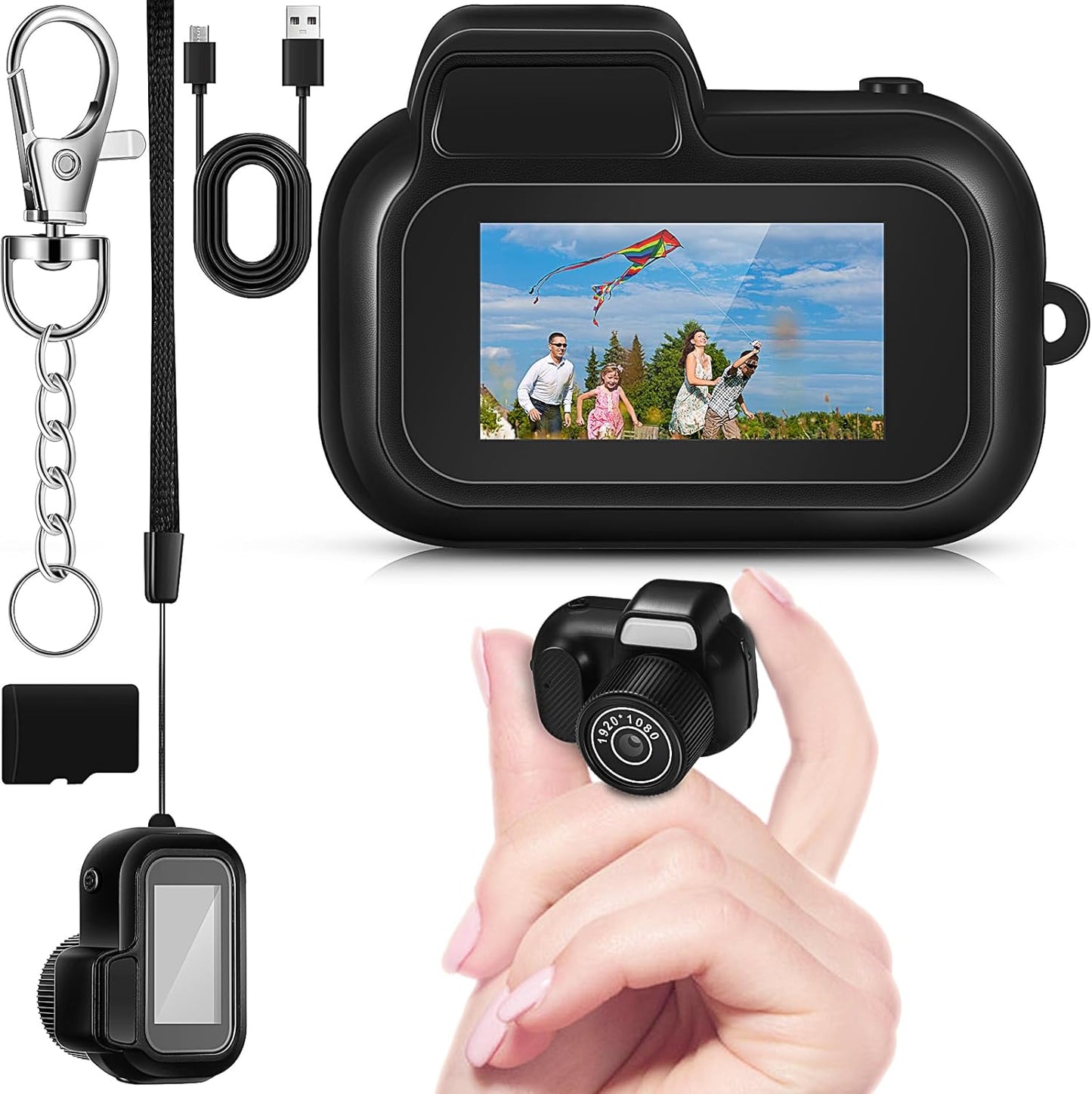 Mini Retro Keychain Camera- 1080p Video, 100 Mins Battery Life, Travel Size