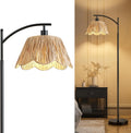 Oneach Arc Floor Lamp Rattan Boho Floor Lamp - Stylish Reading Light