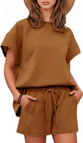 Tankaneo Womens Loungewear Set Short Sleeve Tops and Shorts - Comfy