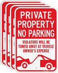 Private Property No Parking Sign (4 Pack) - Durable 18 in x 12 in