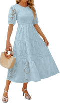 ZESICA Women's Floral Maxi Dress with Short Puff Sleeves for Summer
