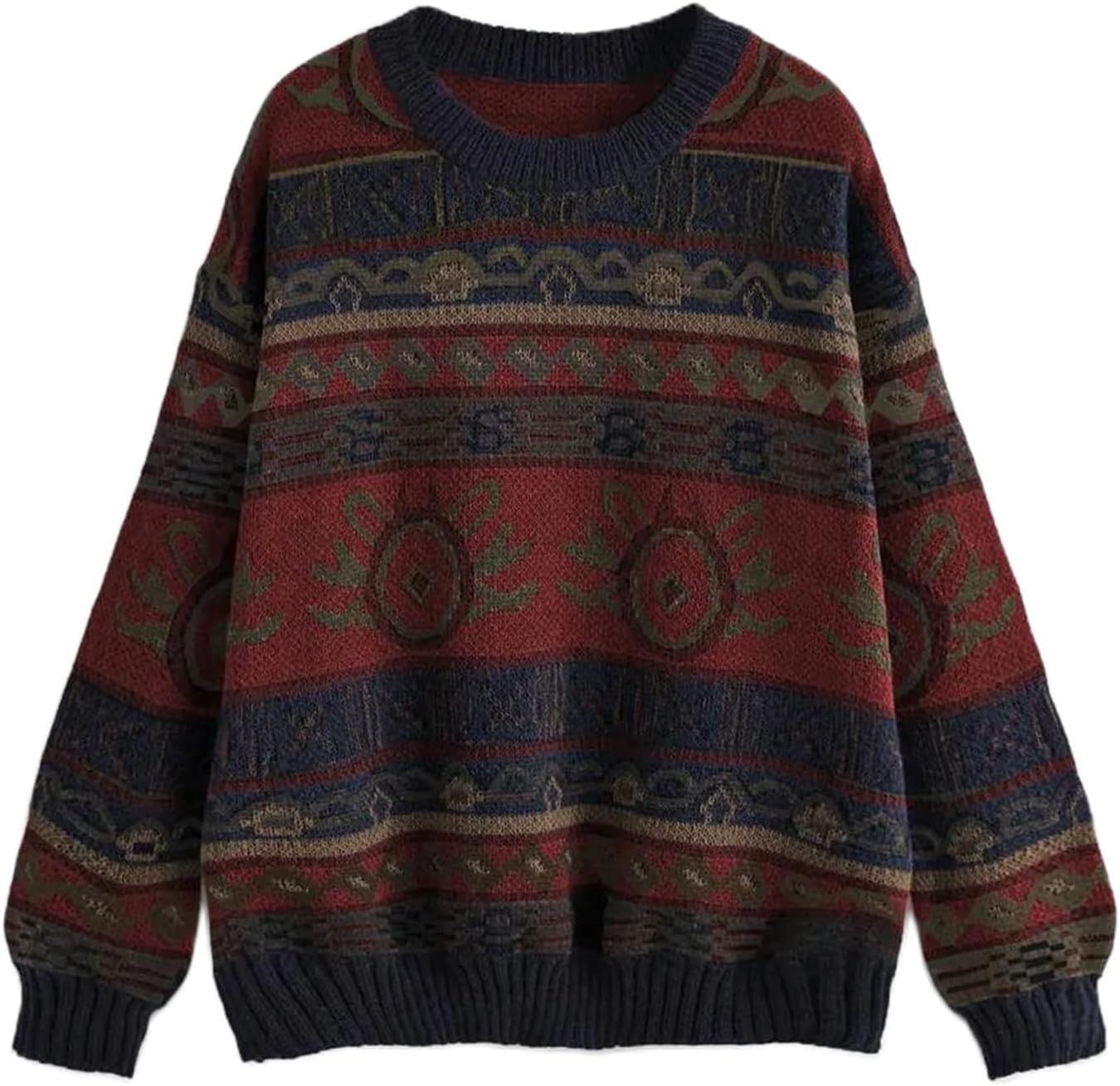 Women Y2K Argyle Striped Pullover Sweater for Vintage Style