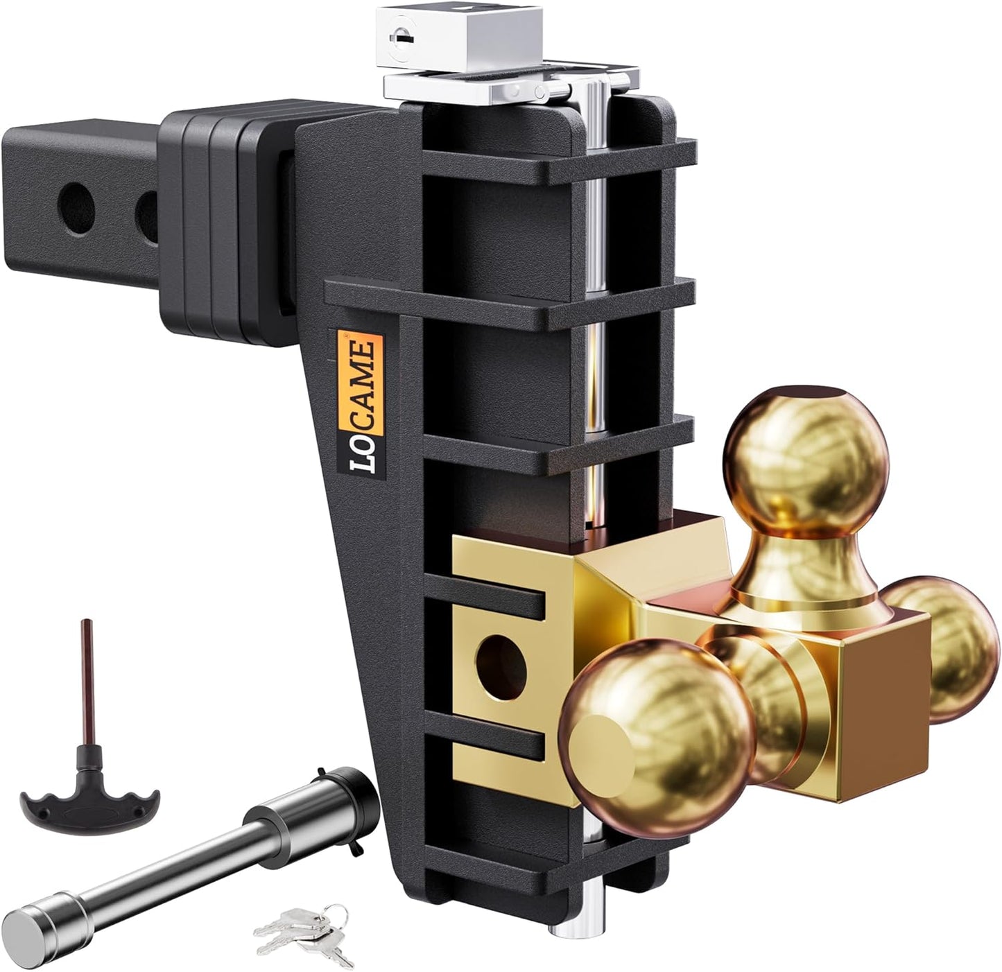 LOCAME Adjustable Trailer Hitch with Tri-Ball for Heavy Duty Towing