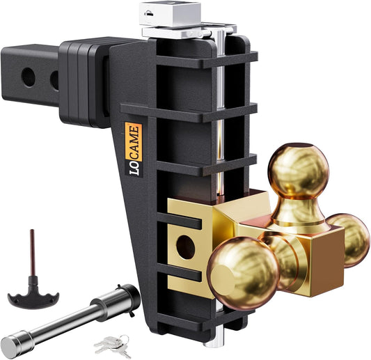 LOCAME Adjustable Trailer Hitch with Tri-Ball for Heavy Duty Towing