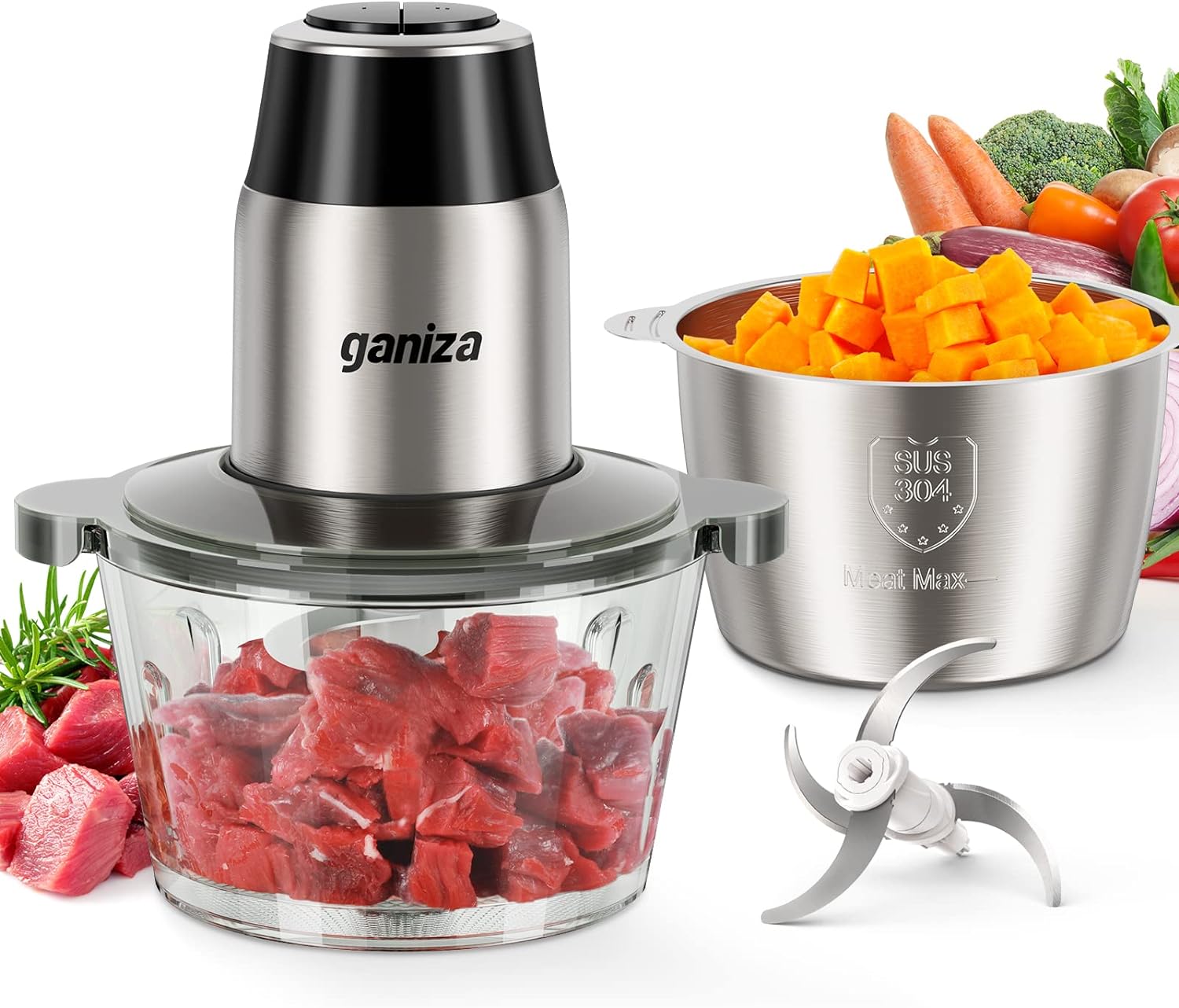 450W Electric Food Processor - Chops Fruits, Meat & Nuts Effortlessly