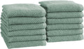 Great Bay Home Green Washcloth Set 12-Pack 13in x13in - Soft