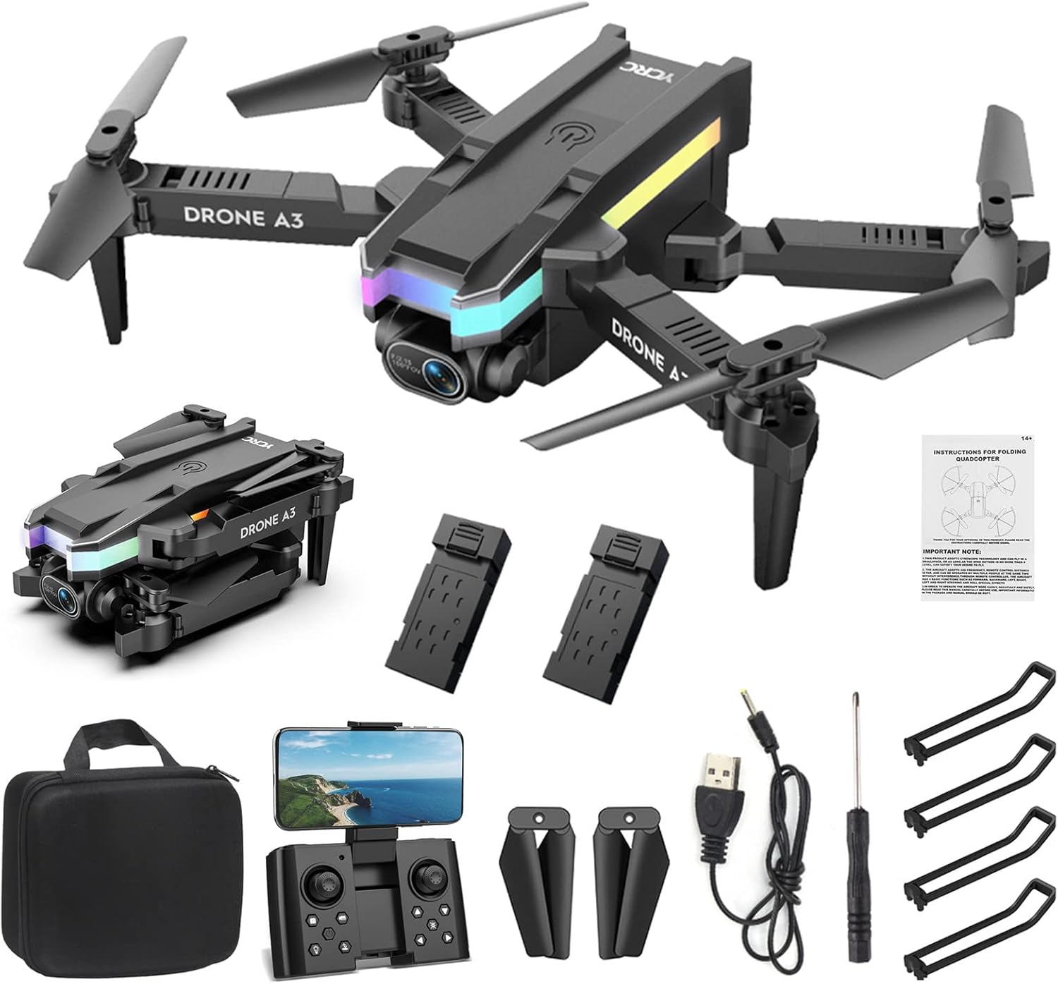 CENGNIAN 4K HD Camera Drone: Altitude Hold, 3D Flips, LED Flash - Ultimate Aerial Fun!
