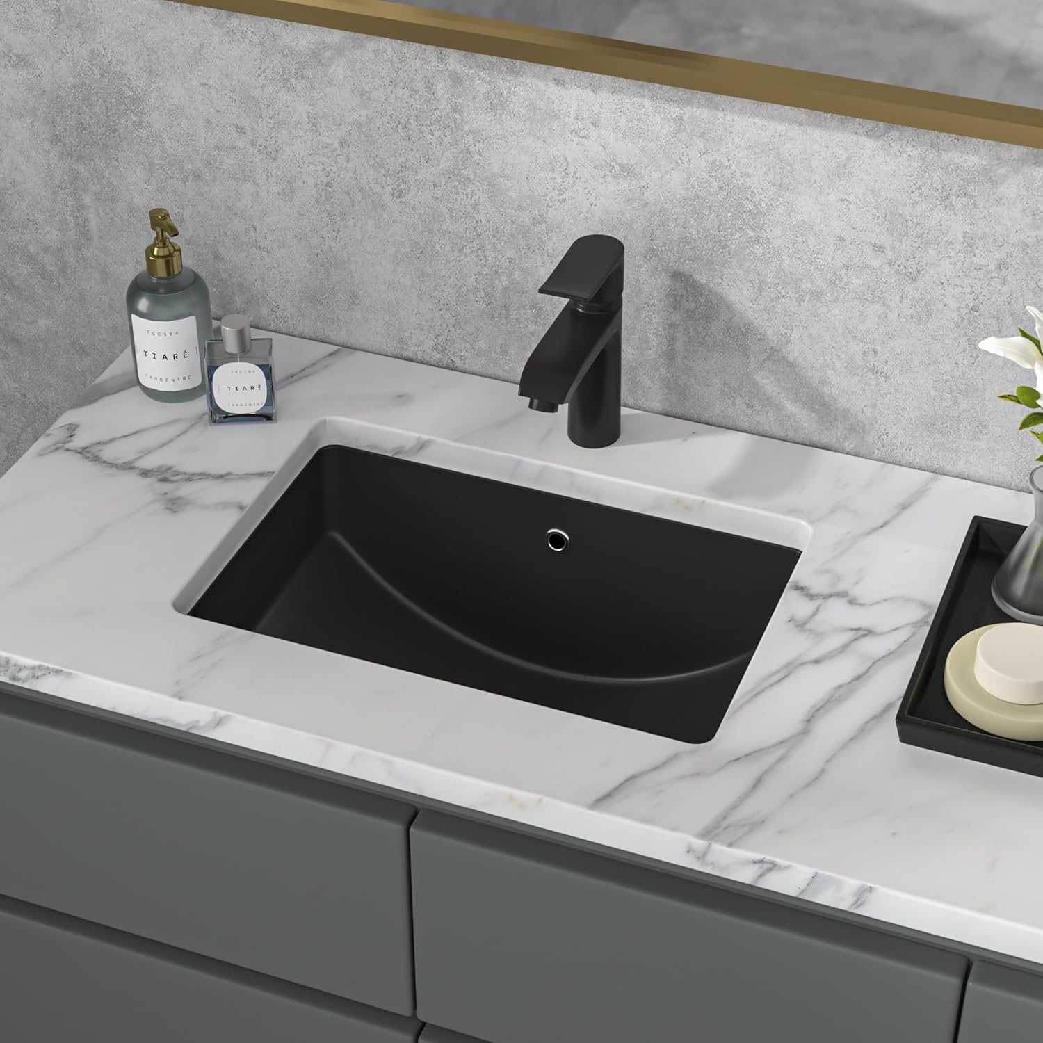 Sarlai Undermount Bathroom Sink - Modern Rectangular Vessel Sink