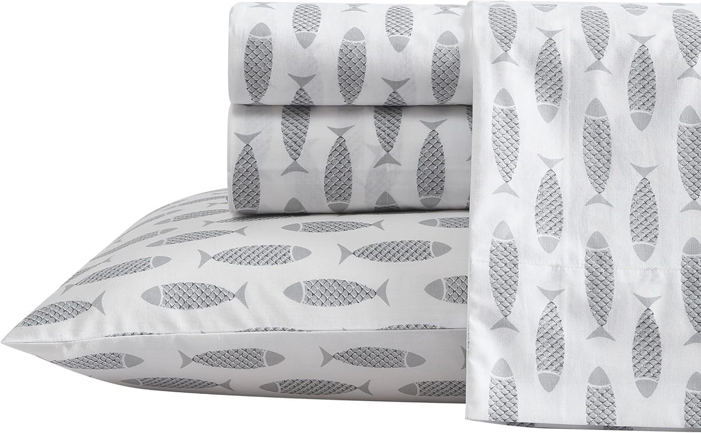 Nautica Queen Sheets Cotton Percale Bedding Set for Comfort