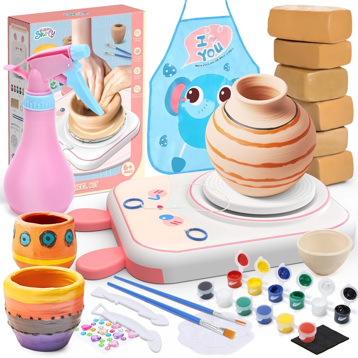 Skirfy Pottery Wheel Kit for Kids Ages 6-12 - Creative Fun