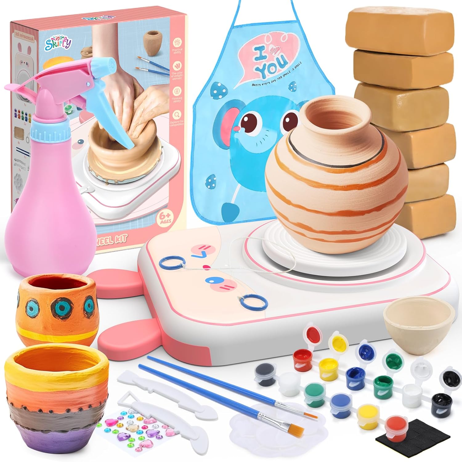 Skirfy Pottery Wheel Kit for Kids Ages 6-12 - Creative Fun