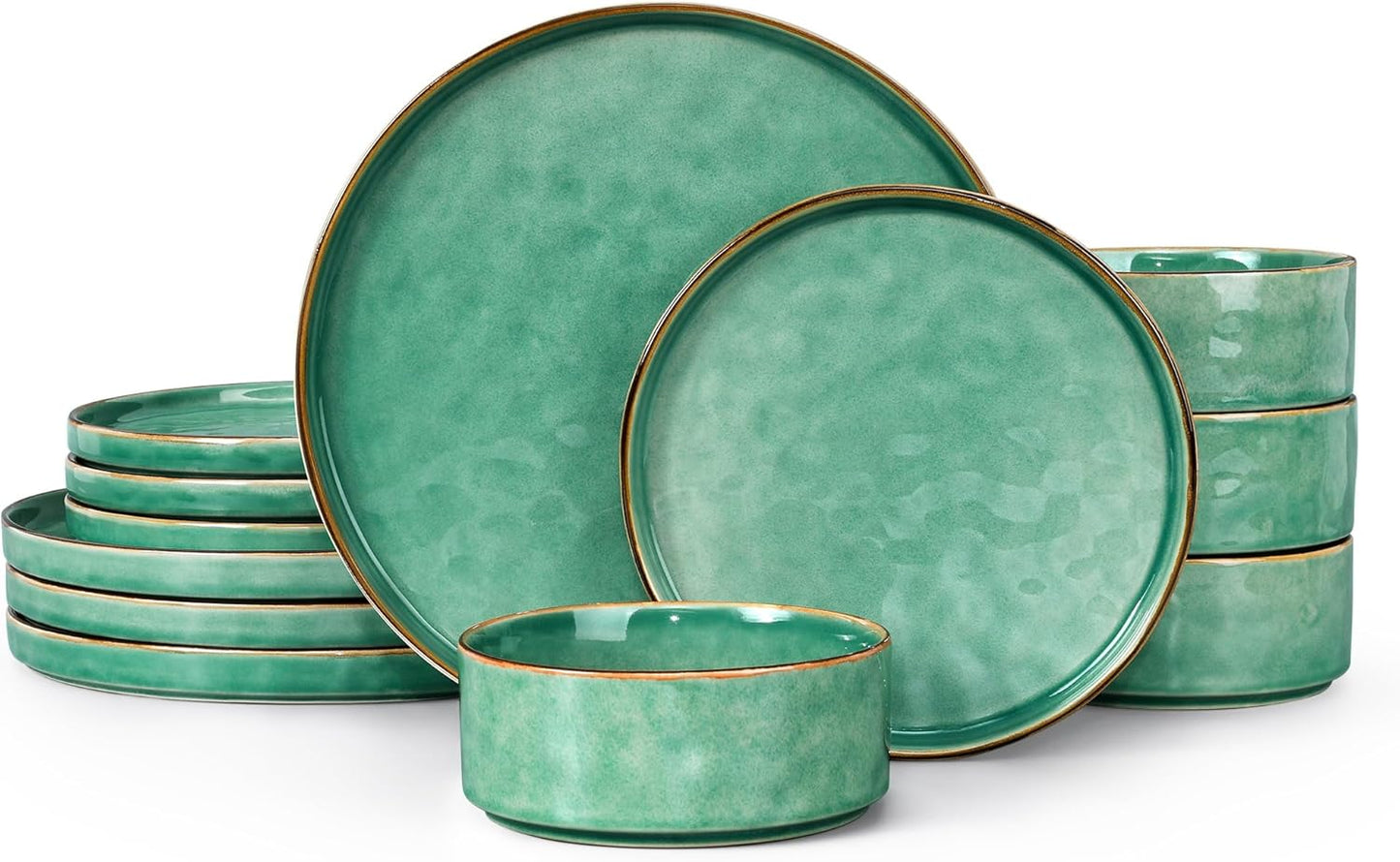 LIANYU Dinnerware Sets for 4, Stylish Stoneware Dish Set