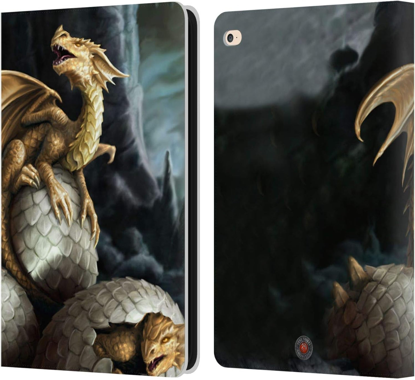 Anne Stokes Golden Treasures Dragons Leather Wallet Case for iPad