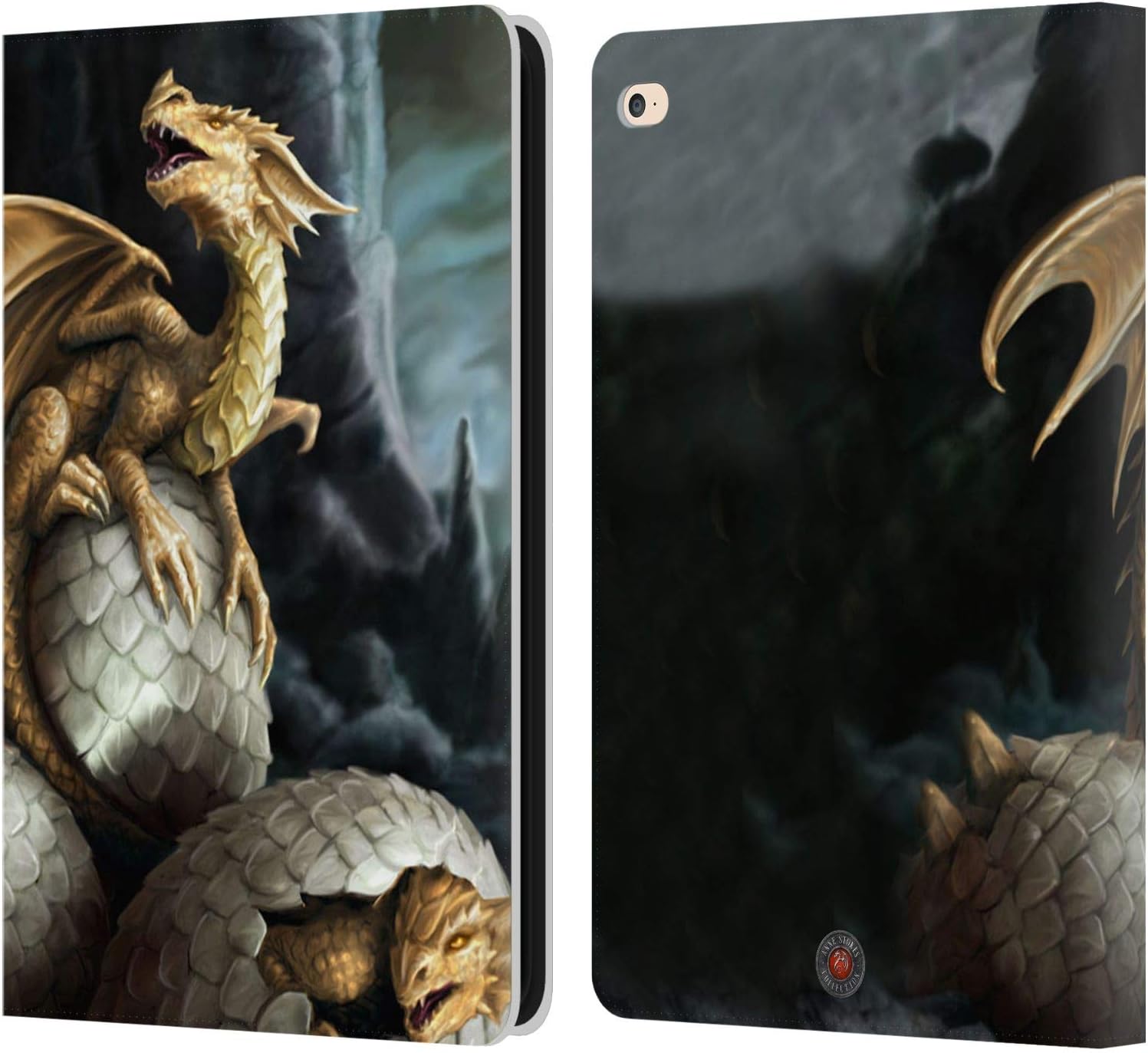 Anne Stokes Golden Treasures Dragons Leather Wallet Case for iPad