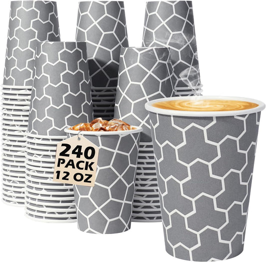 Huifany 12 oz Disposable Paper Coffee Cups - 240 Count