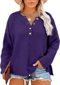 Eytino Womens Plus Size Sweaters Casual Long Sleeve V Neck Tops