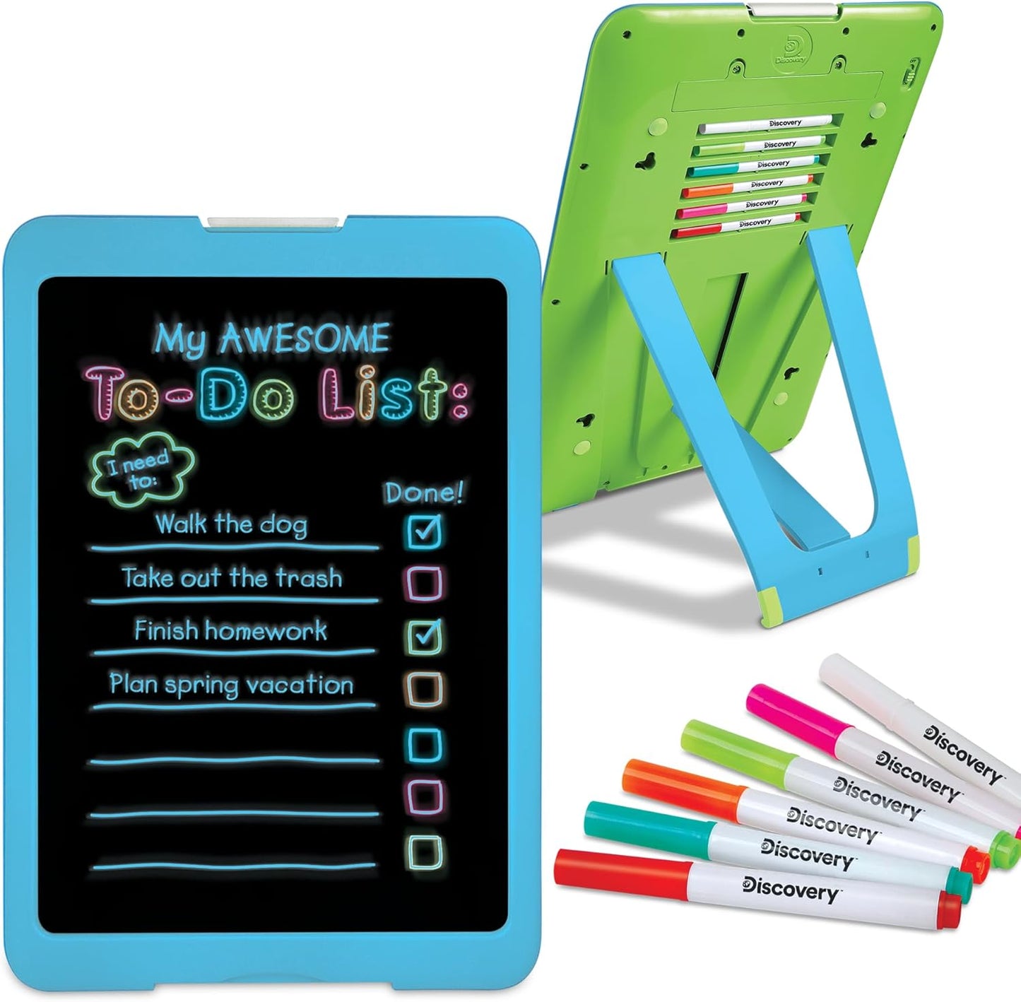 Discovery Kids Neon Glow Drawing Easel - Portable Fun!