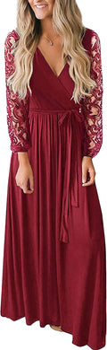 Kranda Women's Vintage Floral Lace Long Sleeve Maxi Dress Style