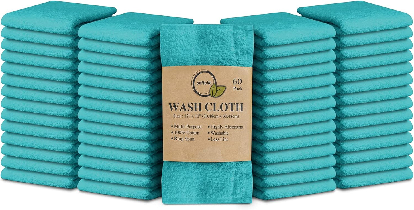 Softolle 100% Cotton Washcloths 60 Pack for Ultimate Softness