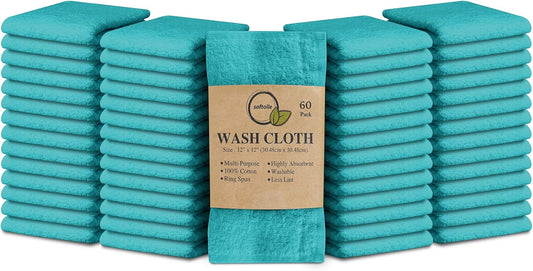 Softolle 100% Cotton Washcloths 60 Pack for Ultimate Softness
