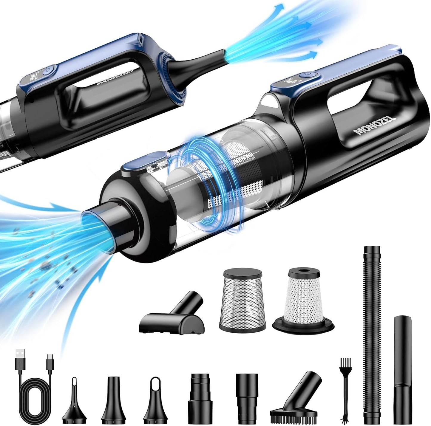 Powerful Cordless Car Vacuum Cleaner with Air Duster Function