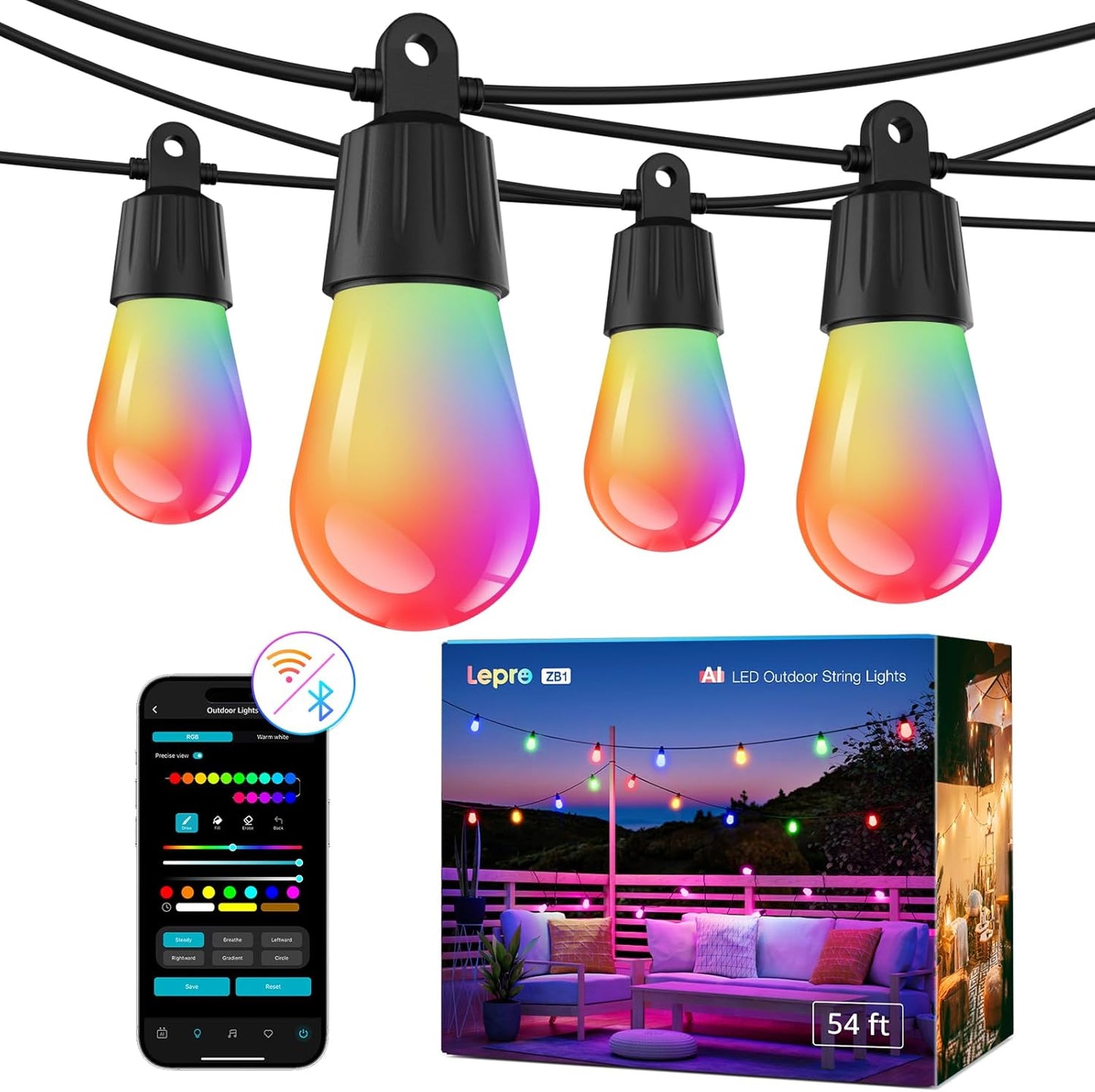 Lepro ZB1 AI Smart Outdoor String Lights for Stunning Effects