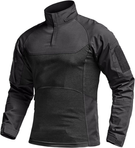 CQR Men's Tactical 1/4 Zip Combat Shirt for Outdoor Activities