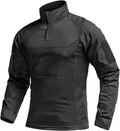 CQR Men's Combat Shirt 1/4 Zip Long Sleeve Tactical Top - Pockets