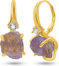 Real Raw Crystal Drop Earrings - Genuine Birthstone Sterling Gold