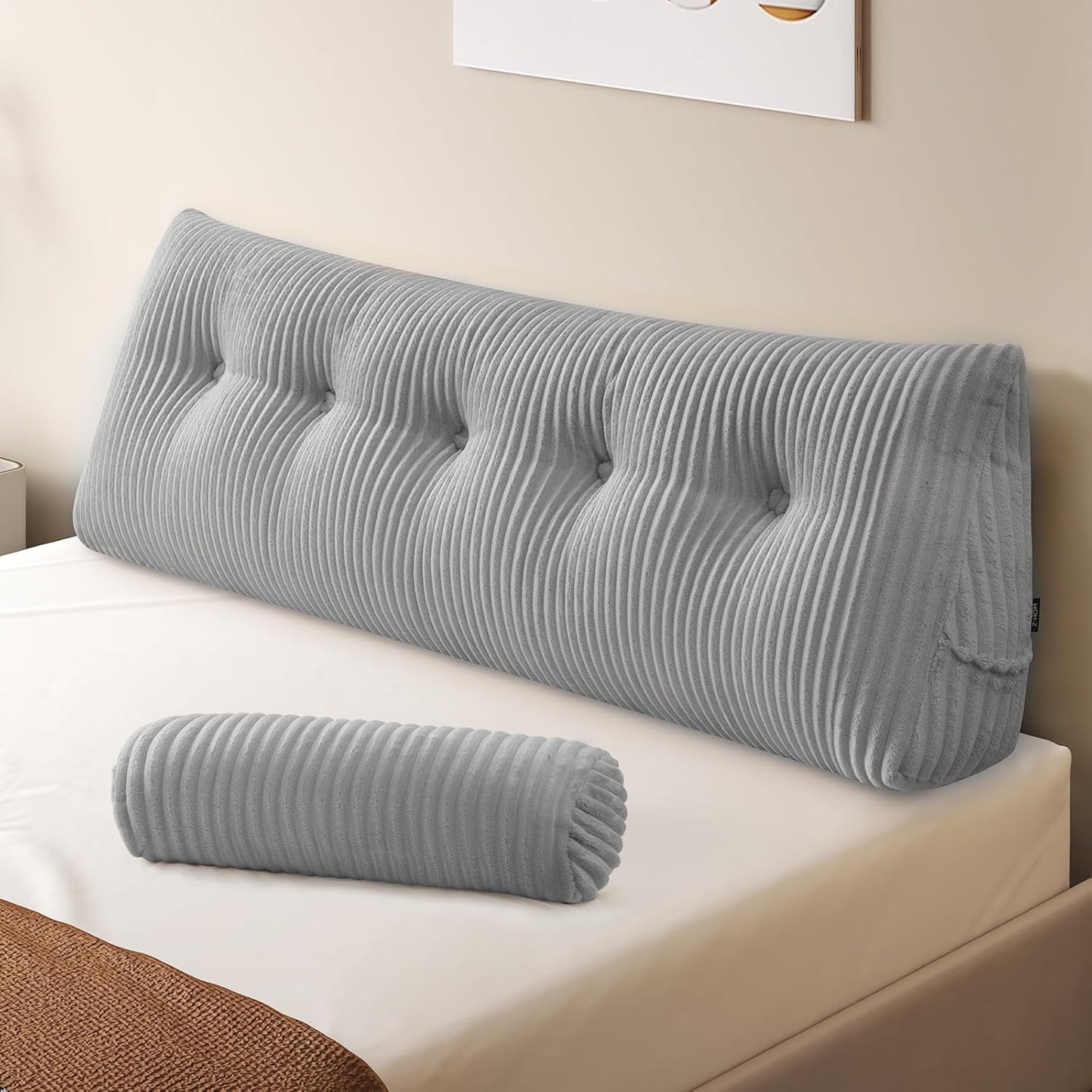 Large Wedge Pillow for Bed Sitting Up with Roll Pillow Support