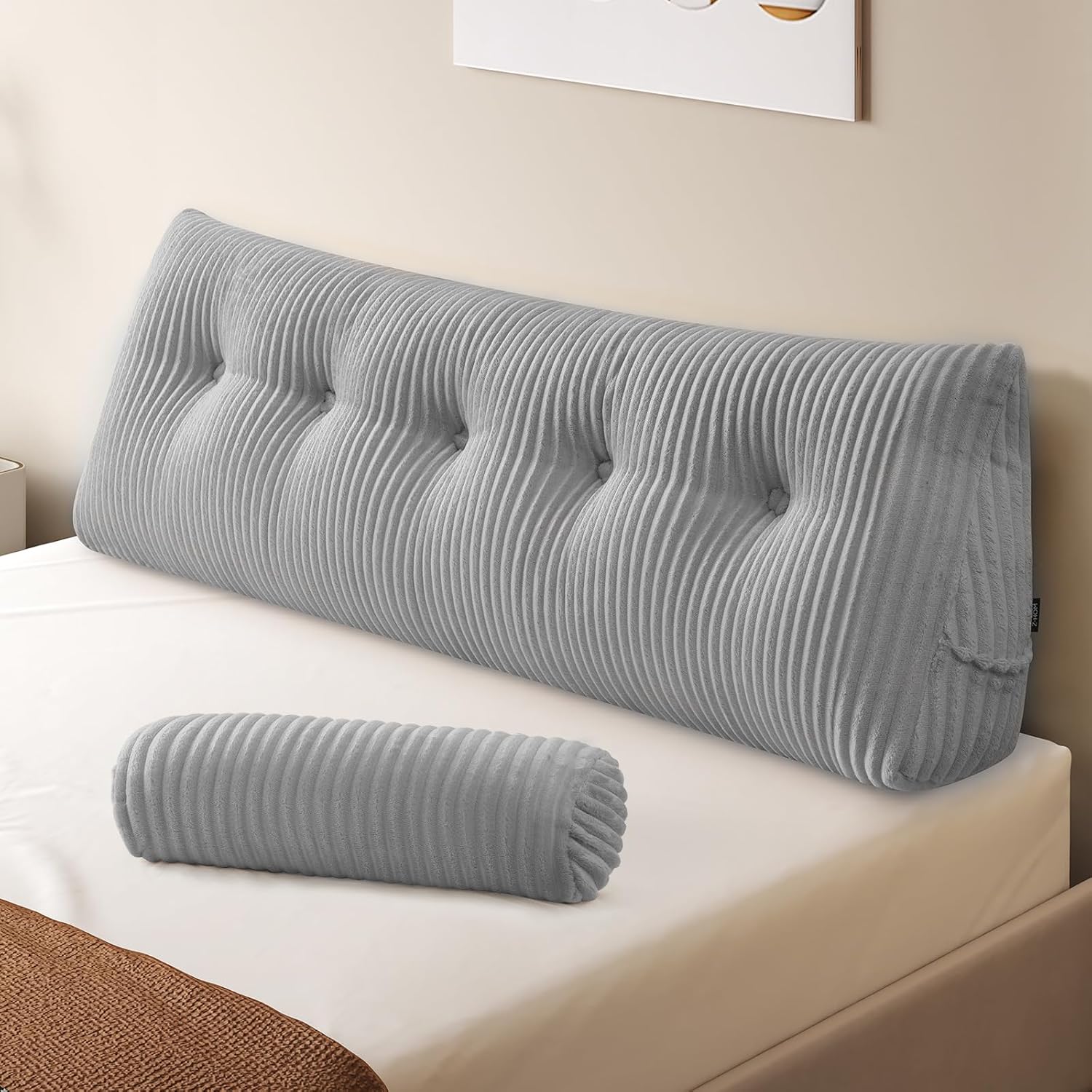 Large Wedge Pillow for Bed Sitting Up with Roll Pillow Support